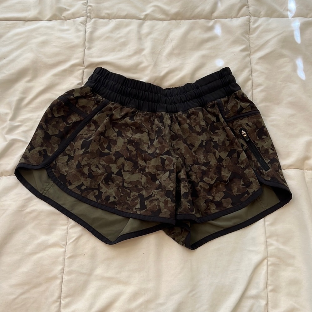 Camo tracker lululemon shorts. Size 6. Gently used. 4 in inseam